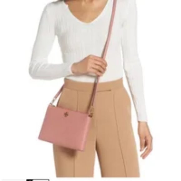 Tory Burch Bags Tory Burch Kira Pink Leather Crossbody Clutch Bag